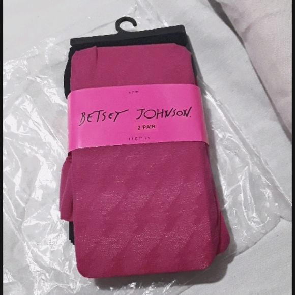 Betsey Johnson Accessories - Betsey Johnson pink lightening bolt/black tights